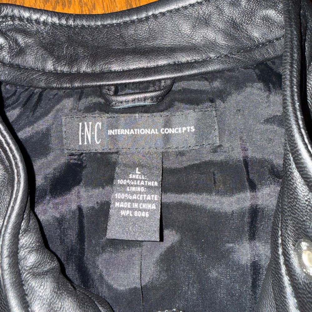 INC International Concepts Black Leather Vest - Picture 8 of 9